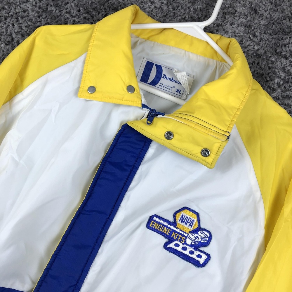 Vintage Dunbrooke Jacket‎ Mens XL Yellow Blue Nylon NAPA Racing Grand Prix USA